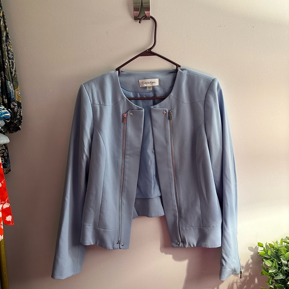 Calvin Klein Women's Light Blue Suit Jacket